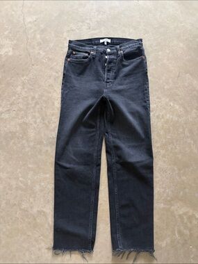 Re/Done Black Straight-Leg High Rise Jeans